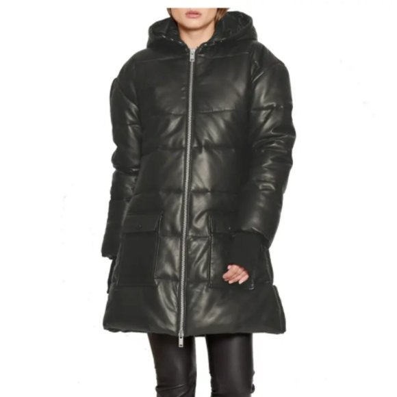 NEW WALTER BAKER LEATHER BUFFER JACKET Robe with Front Zip in Black - Size M - Picture 1 of 8
